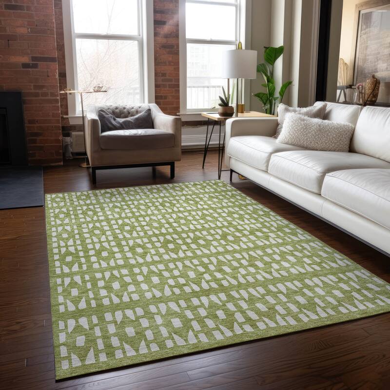 Machine Washable Indoor/ Outdoor Contemporary Imprints Chantille Rug