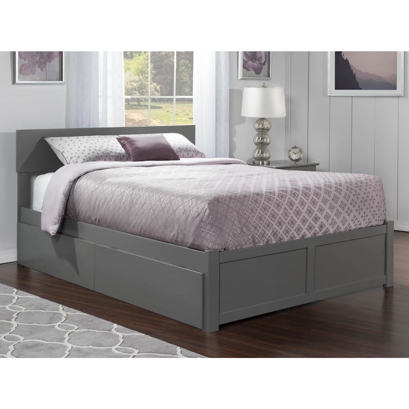 Platform Bed - Storage Drawers & Flat Panel Footboard - Modern Bedroom Furniture