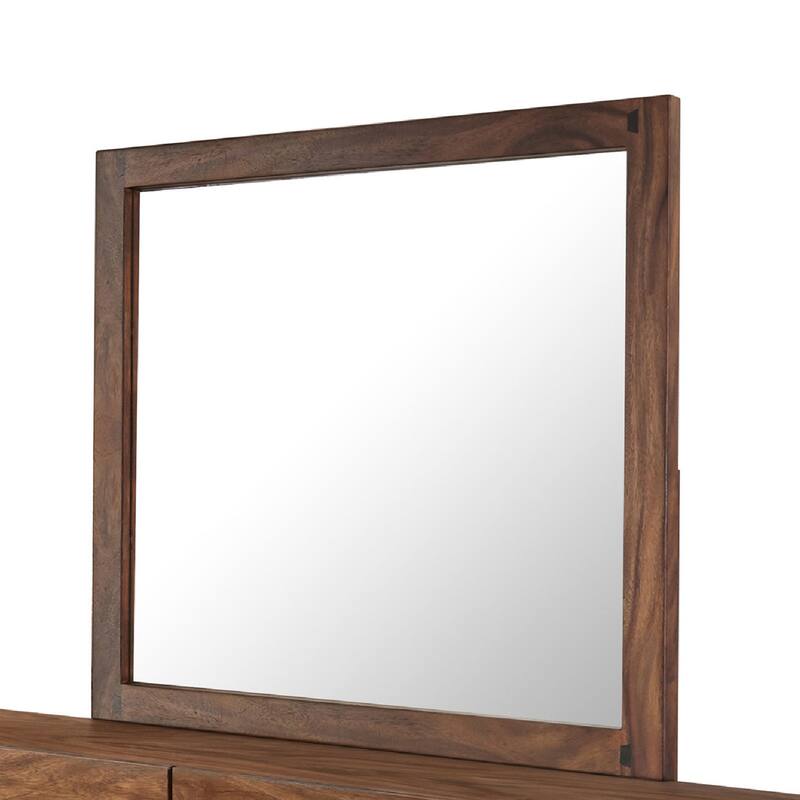 Zeko Wide Dresser with Mirror, 6 Drawers, Smokey Walnut Brown Wood