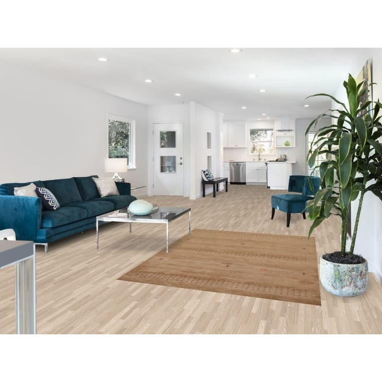 Tribal Gabbeh Oriental Area Rug Hand-Knotted Brown Wool Carpet - 4'10"x 6'5"