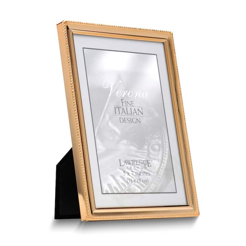 Curata Gold-Tone Polished Beaded 5x7 Photo Frame