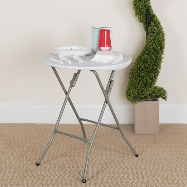 Shop 2 Foot Round Granite White Plastic Folding Table Banquet