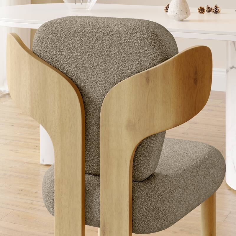 Corvus Delhi Teddy Fabric Upholstery Dining Chairs with Wood Legs (Set of 2)