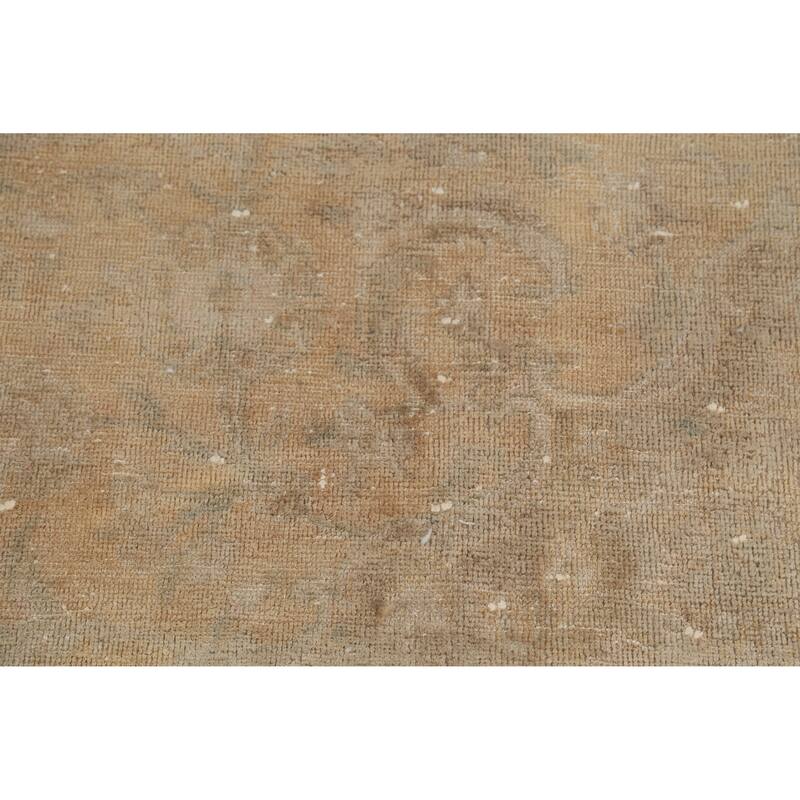 Hand Knotted Oriental 100% Wool Carpet Traditional Distressed Brown Mashad Area Rug - 13' 1'' X 9' 8''