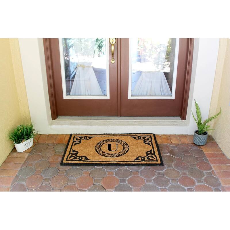A1HC Natural Coir Monogrammed Anti-Shed Front Doormat 24" x 39"