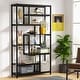 preview thumbnail 14 of 23, Vintage Brown/ Black 8-Shelf Etagere Bookcase, White Modern Bookshelves with Storage, Tall Display Rack All Black