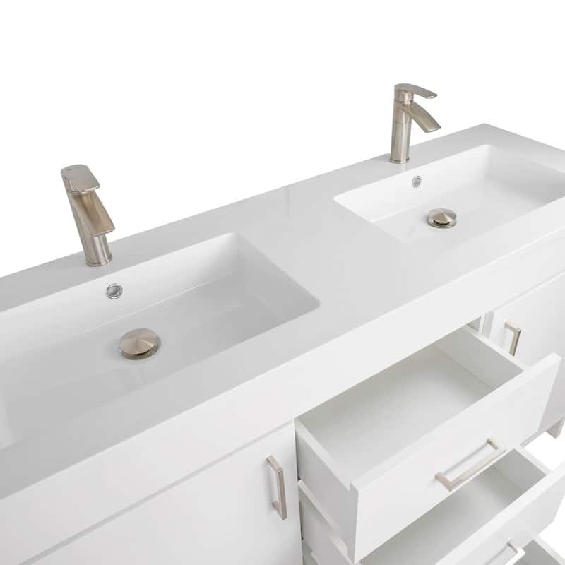 Olivia 60" Double Sink Freestanding Bathroom Vanity with Top Set