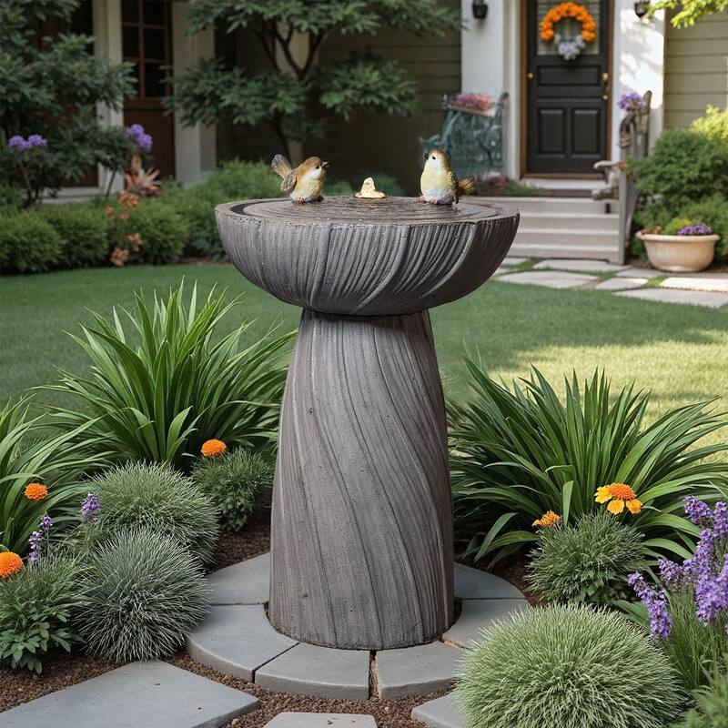 28.35" Outdoor Polyresin Bird Fountain – Elegant Garden Decor