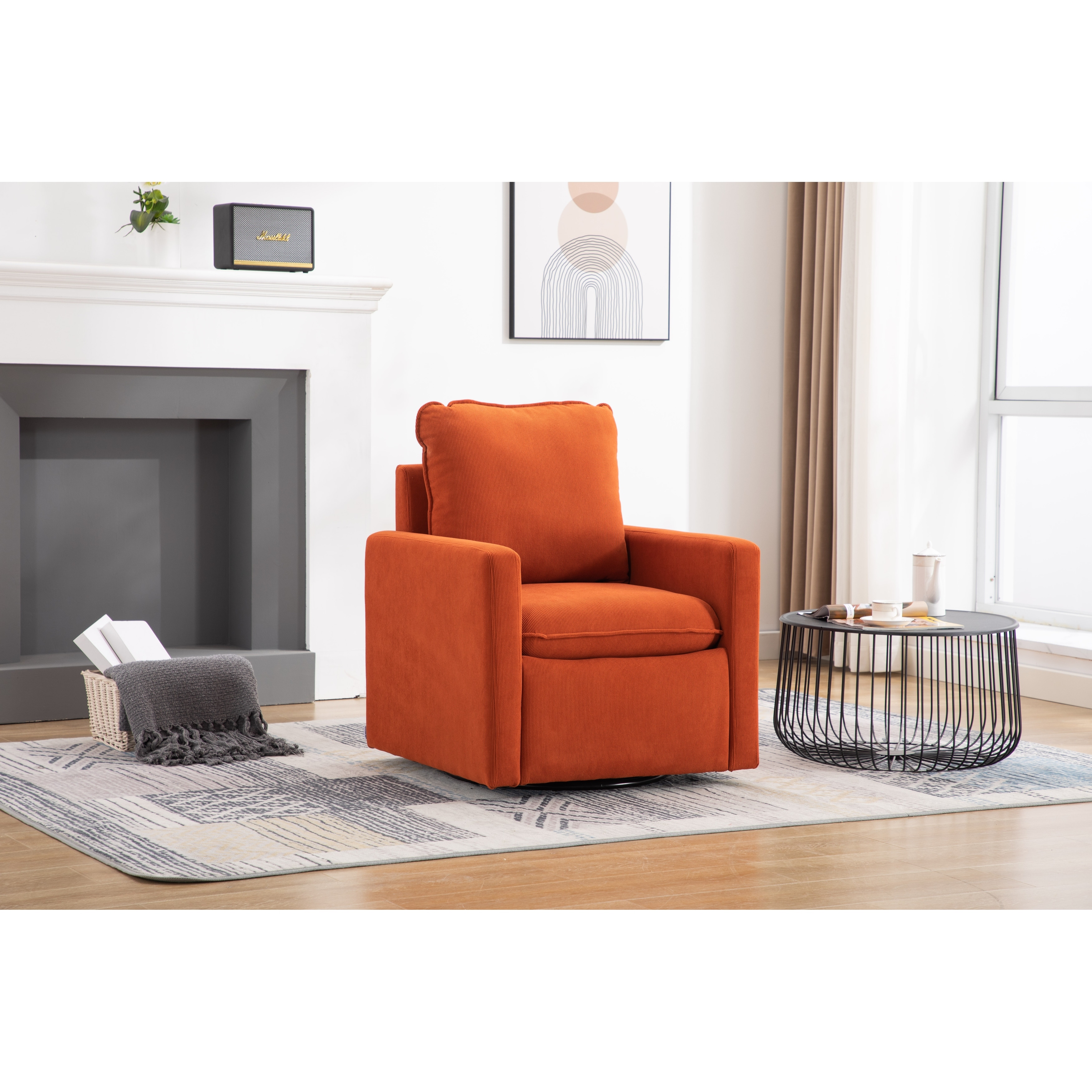 Red leather sale barrel chair swivel