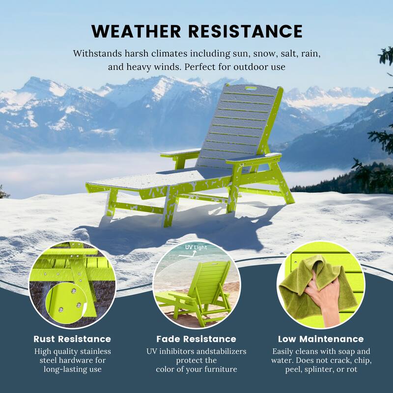 Laguna Hdpe All Weather Outdoor Patio Pool Reclining Chaise Lounge