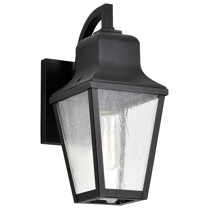 Lawrence 1 Light Small Wall Lantern Matte Black with Clear Seeded Glass