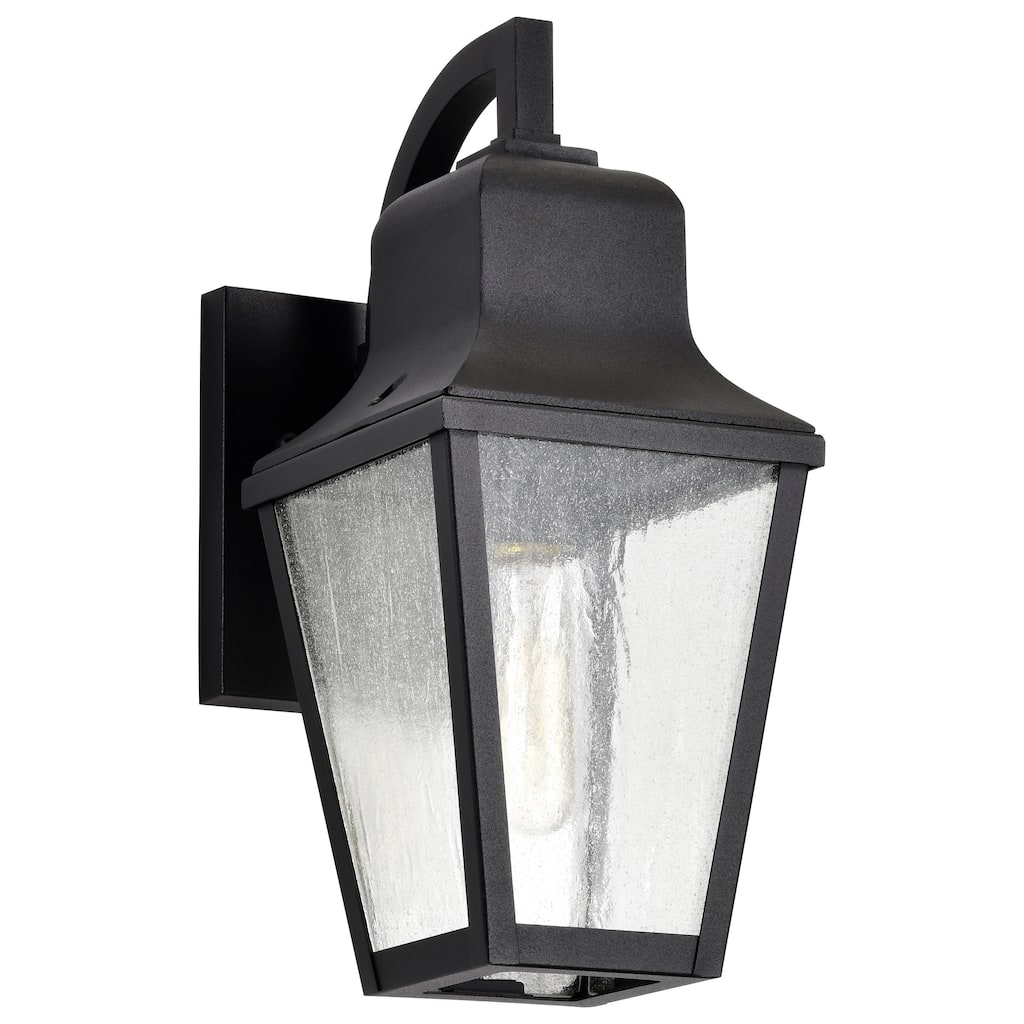 Lawrence 1 Light Small Wall Lantern Matte Black with Clear Seeded Glass