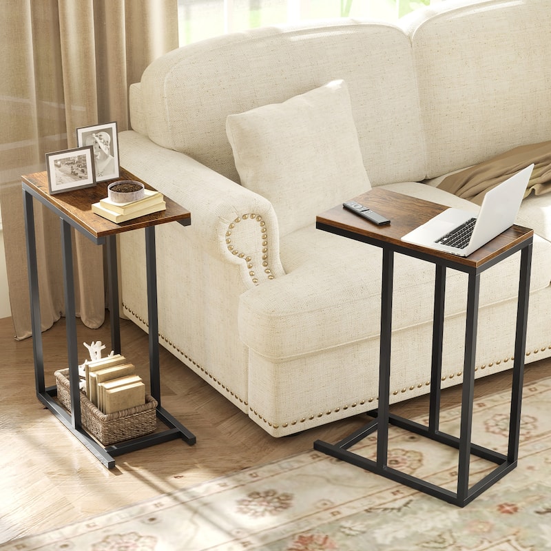 Gymax C-shaped End Table Modern Sofa Side Table w/ Adjustable Foot