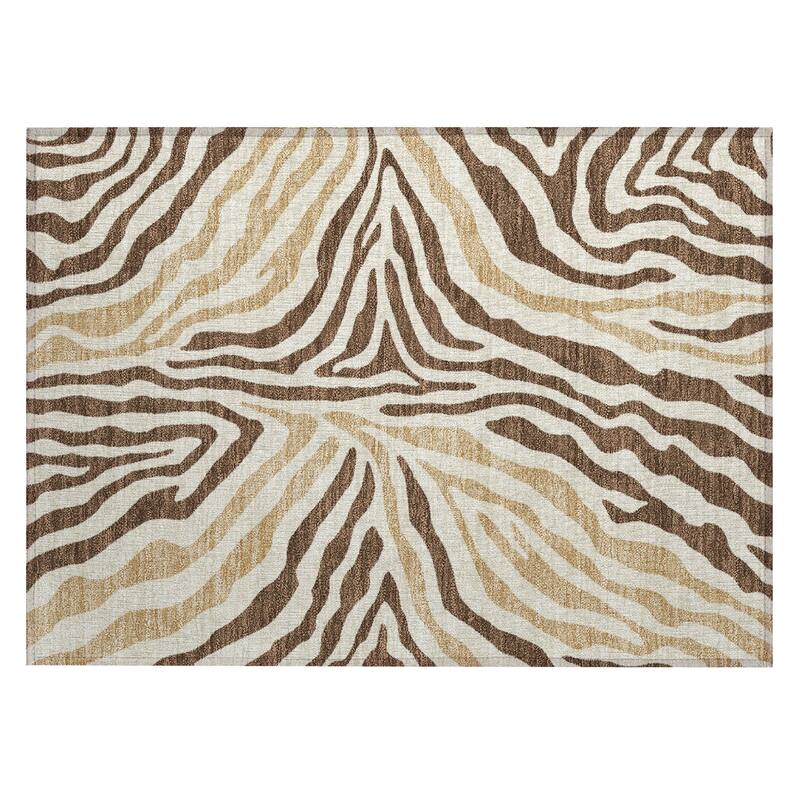 Machine Washable Indoor/ Outdoor Modern Prints Chantille Rug