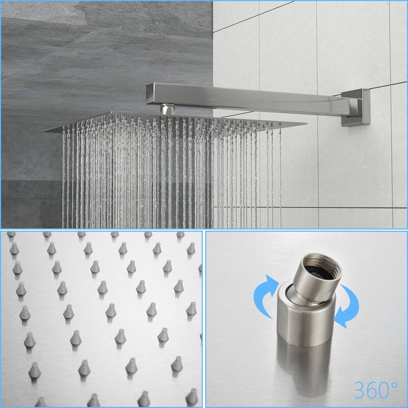 Wall Mounted Square Shower System and Handheld Showerhead Set