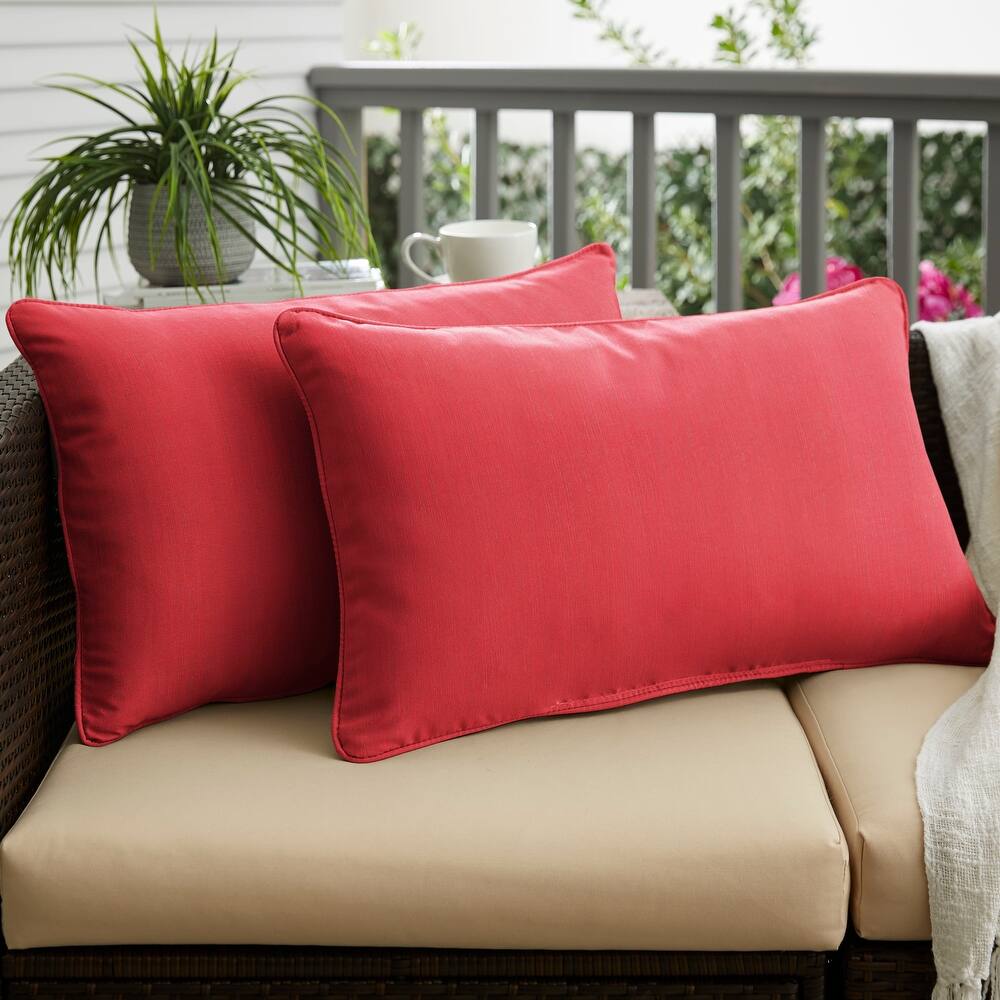 Sorra Home Sunbrella Dupione Crimson Corded Indoor/ Outdoor Pillows (Set of 2)