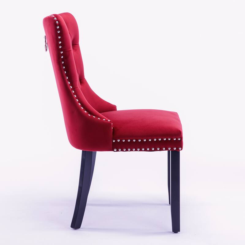 Set of 2 Modern High-End Tufted Solid Wood Upholstered Dining Chair with Nailhead Trim