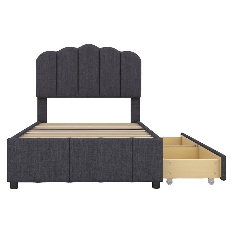 Upholstered Platform Bed with Storage Drawers
