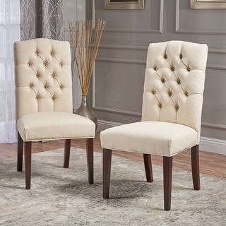 Crown Top Ivory Linen Dining Chair (Set of 2)