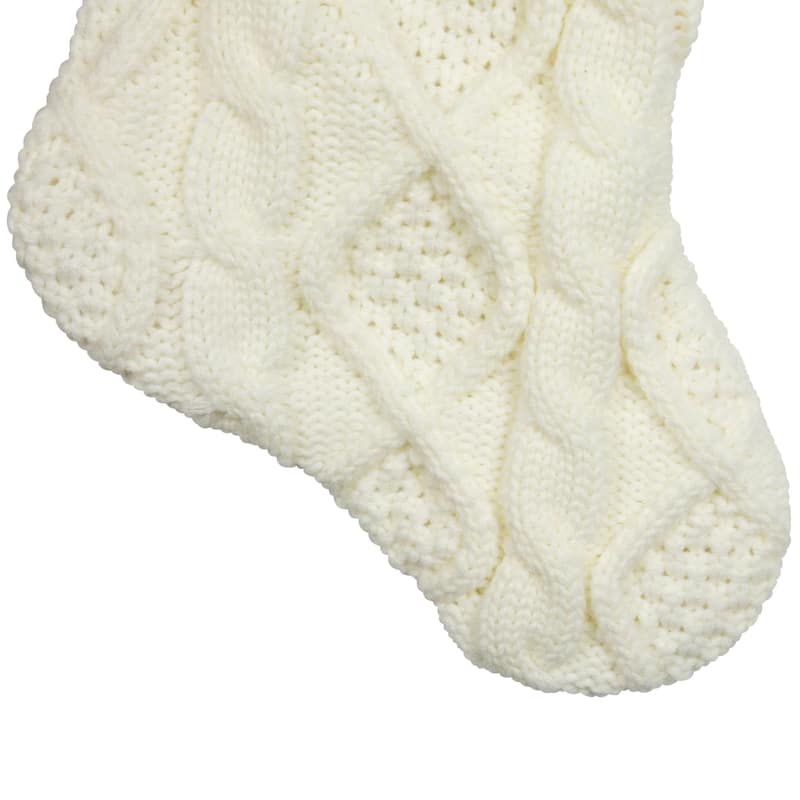 Cable Knit Christmas Stocking with Faux Fur Cuff - 20.5"