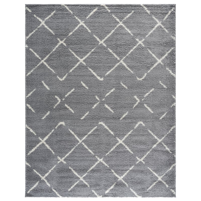 SAFAVIEH Arizona Shag Ghinwa 1.2-inch Thick Rug - 9' x 12' - Dark Grey/Ivory