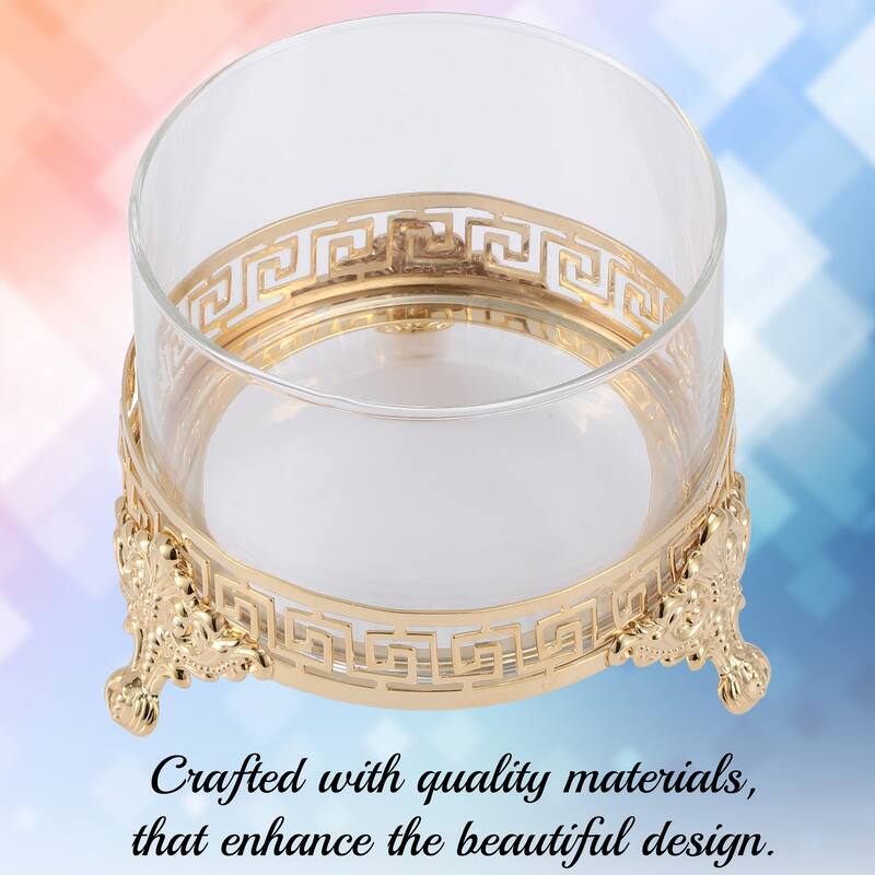 24K Gold Plated Sugar Bowl, Honey Dish, Candy Dish Glass Bowl