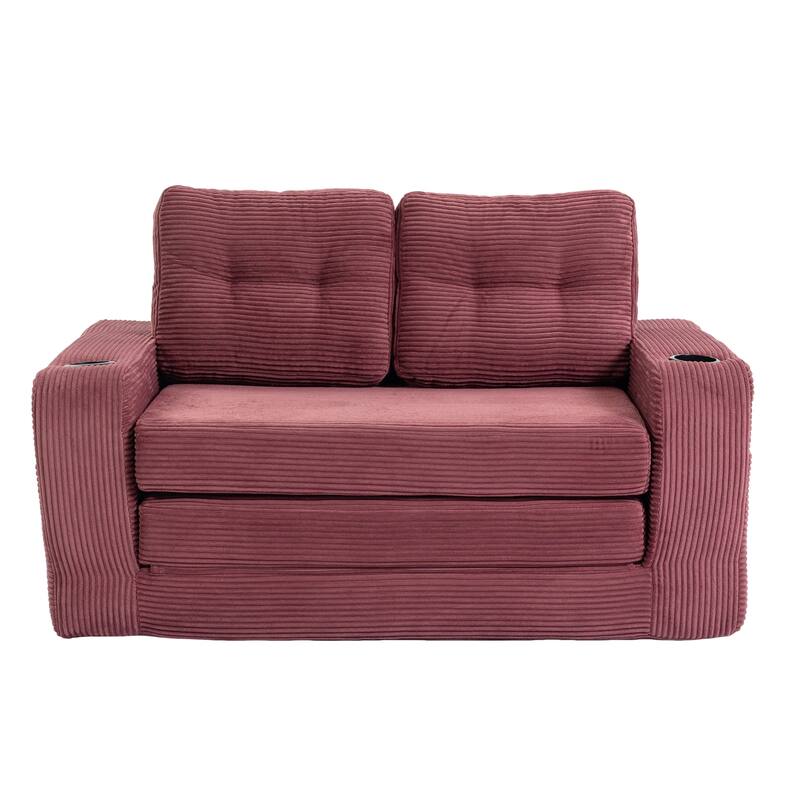 Convertible Sofa Bed, Expandable double Sofa Bed, 2 in 1 Convertible Sofa Bed, Fold Out Floor Couch with Pillows