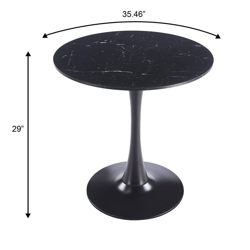 Bristol Modern Solid Wood Top Dining Table with Powder Coated Stainless Steel Pedestal Black Base for Home Kitchen or Restaurant