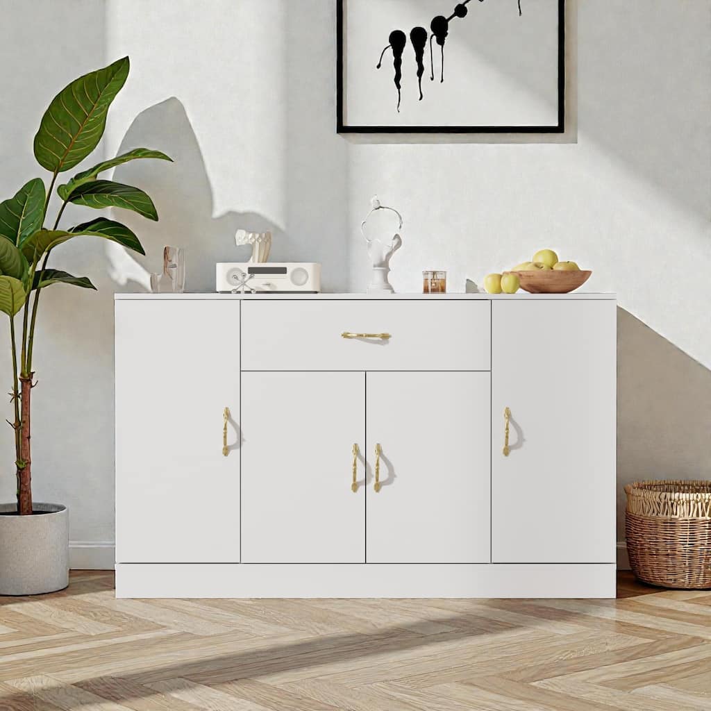Large Sideboard Buffet Cabinet with Storage, 4 Door Kitchen Storage Cabinet with Drawer, Modern Coffee Bar Console