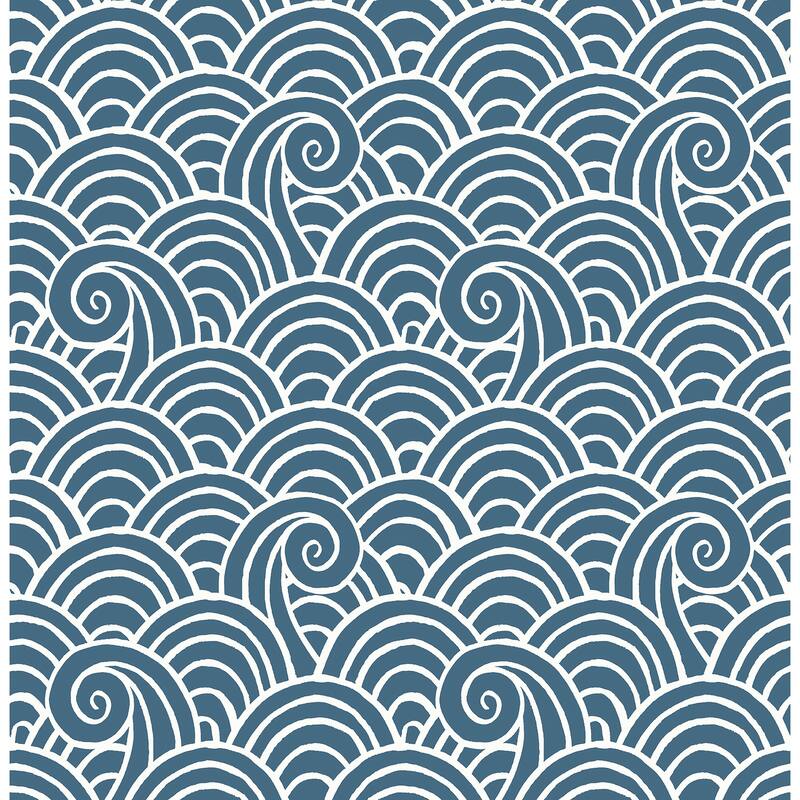 A-Street Prints Alorah Blue Wave Wallpaper