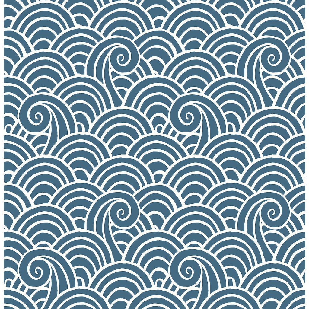 A-Street Prints Alorah Blue Wave Wallpaper
