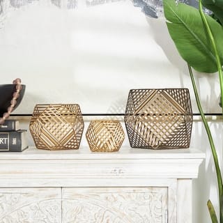Gold Metal Geometric Decorative Sculpture (Set of 3)