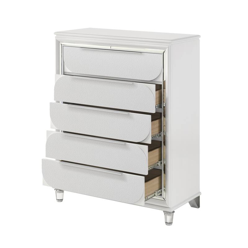 Soto Pearl White 5-Drawer Chest