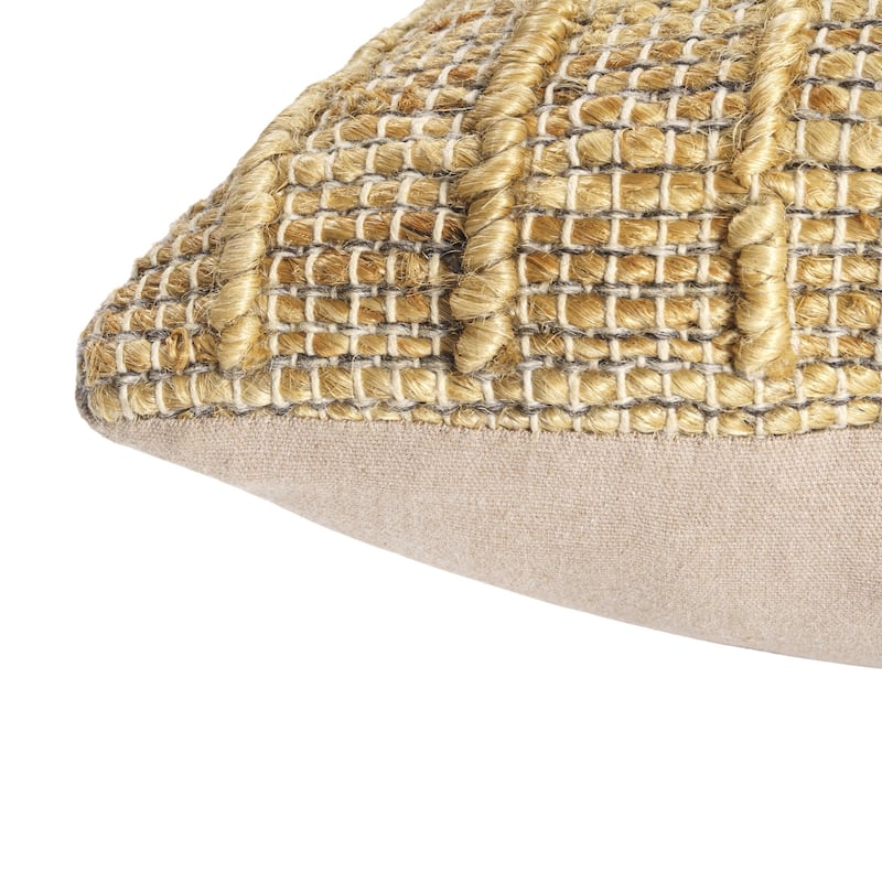 Geometric Striped Braided Cotton Throw Pillow Cover - 22" - Brown