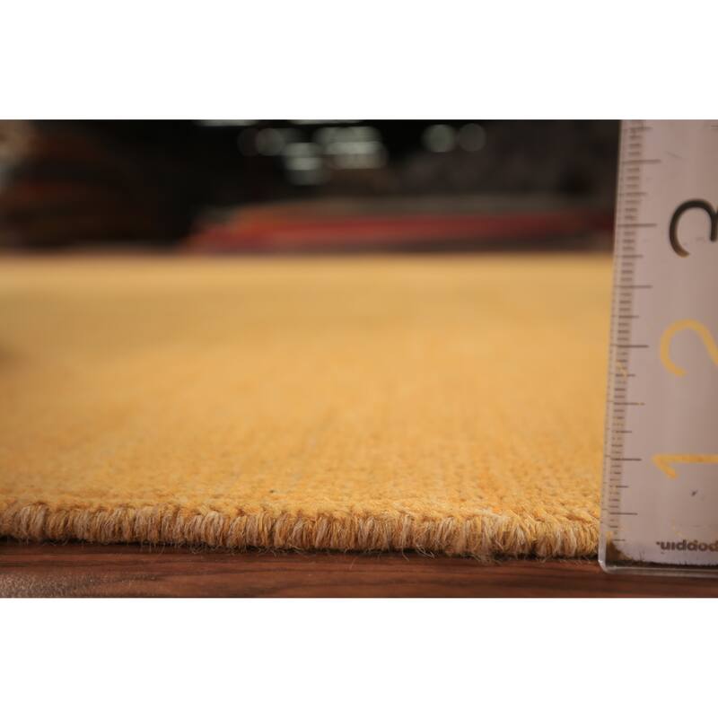 Modern Yellow Gabbeh Area Rug Hand-Knotted Wool Carpet - 6'6" x 9'9"