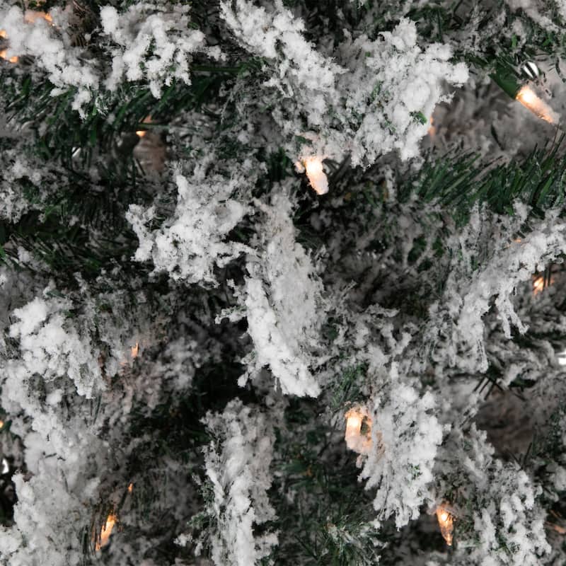 4' Pre-Lit Flocked Pine Artificial Christmas Tree Clear Lights