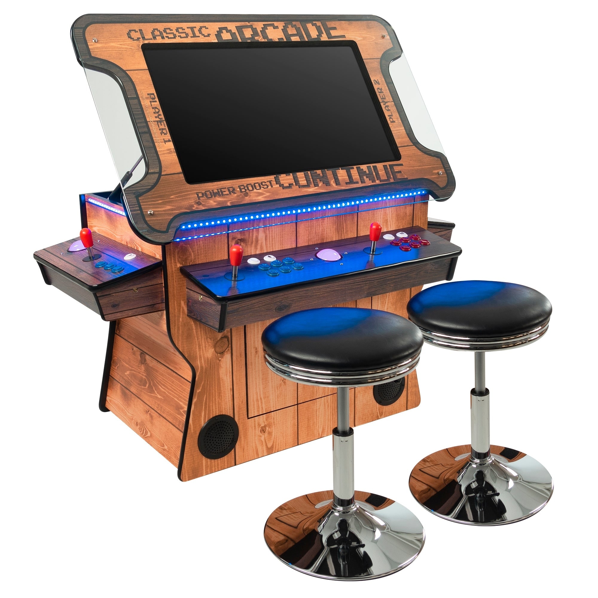 2 Player 3 Sided Tilt-Screen Cocktail Arcade Woodgrain 4500 Games
