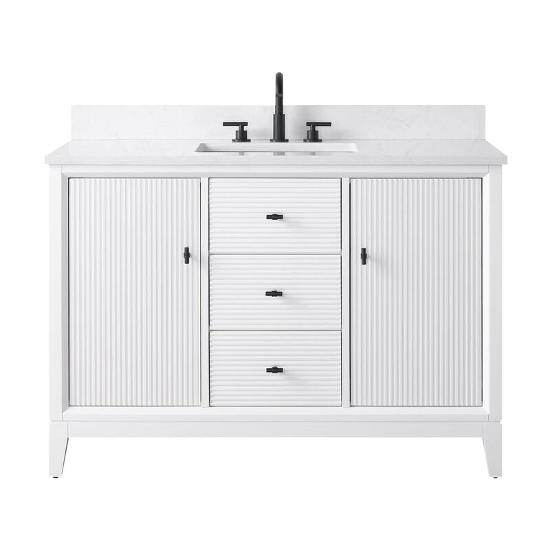 Vanity Art 48" Freestanding Bathroom Vanity with Engineered Marble Top and Sink