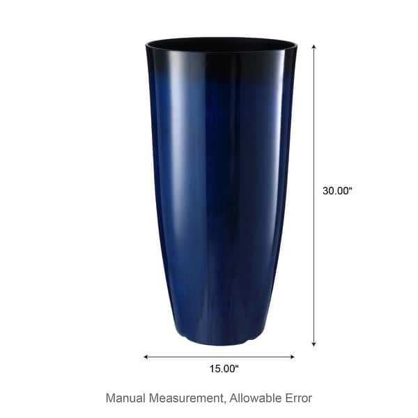 dimension image slide 1 of 3, Glitzhome 30"H Set of 2 Oversized Gradient Cobalt Blue/Turquoise/Red Tall Plastic Planter
