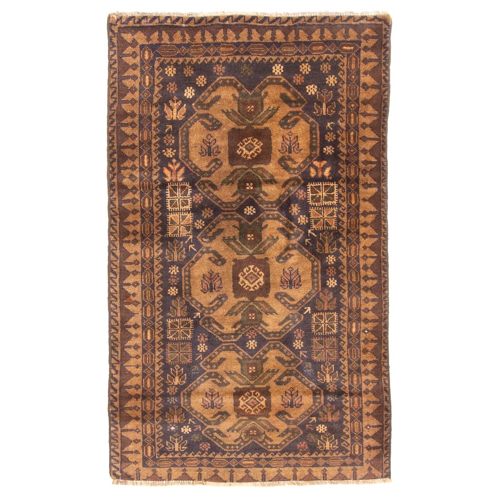 ECARPETGALLERY Hand-knotted Teimani Dark Navy Wool Rug - 2'7 x 4'4