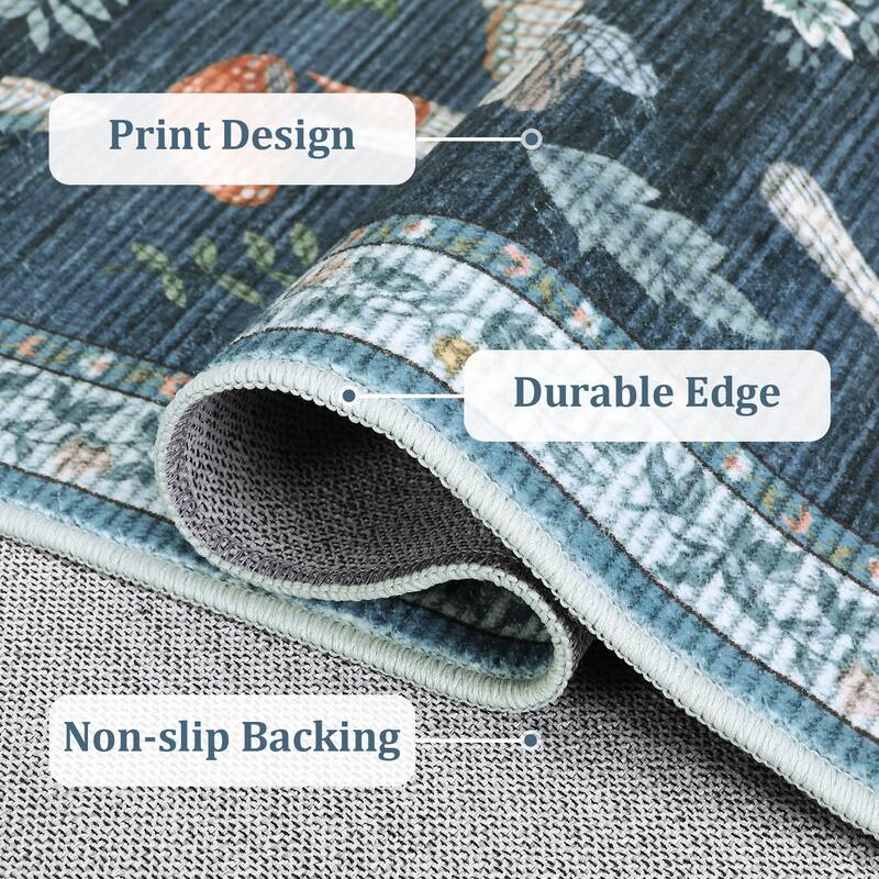 Area Rugs for Living Room Modern Insect Rug Mushroom Pattern Rug Soft Washable Non Slip Low Pile Rug