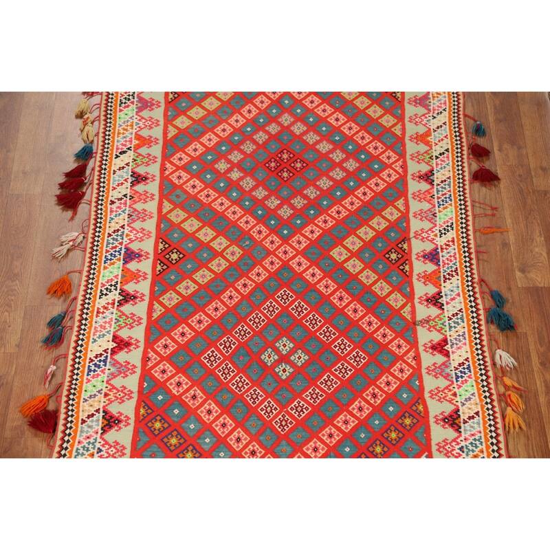 Pre-1900 Antique Vegetable Dye Kilim Persian Runner Rug - 3'2"x 17'1"