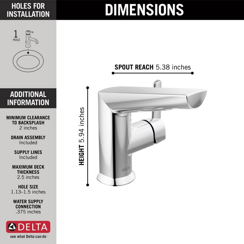 Delta Galeon 1.2 GPM Single Hole Bathroom Faucet with Pop-Up Drain