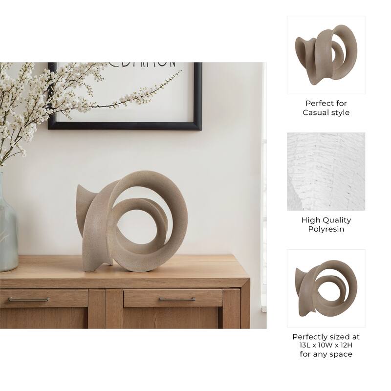 Resin Sculpture with Abstract Curved Loop Design Artistic Silhouette - 13" x 10" x 12"