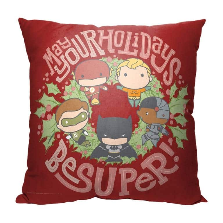 Warner Brothers DC Justice League Super Holidays 18 Inch Throw Pillow