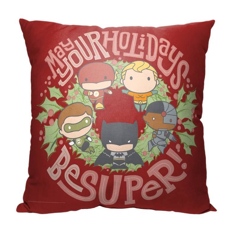 Warner Brothers DC Justice League Super Holidays 18 Inch Throw Pillow