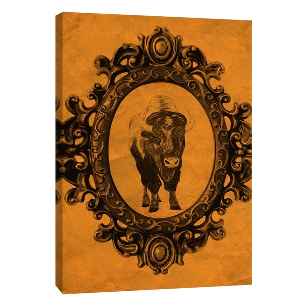PTM Images 9-108940 PTM Canvas Collection 10" x 8" - "Framed Bison in Tangerine" Giclee Buffalo Art Print on Canvas