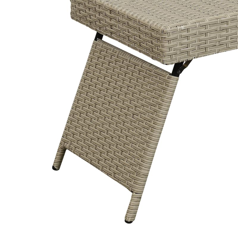 Outdoor Transitional Grey Wicker Adjustable Folding Table - 23.5" L x 16" W x 16" H