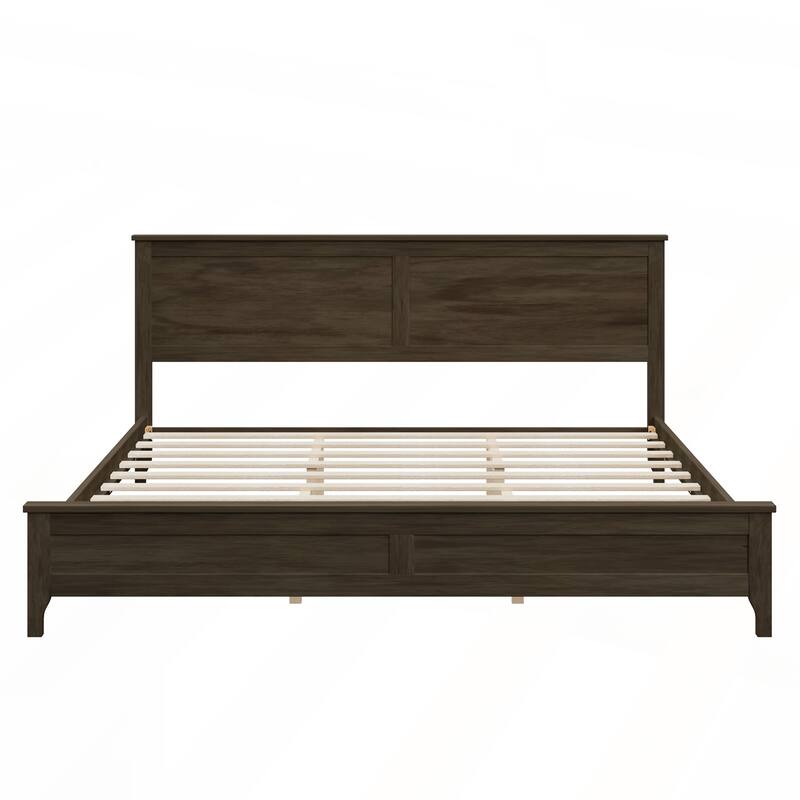 Modern Solid Wood King Size Platform Bed