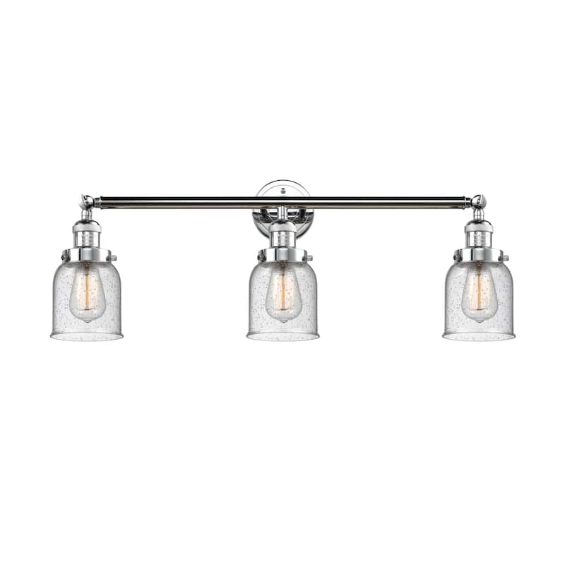 Innovations Lighting Small Bell 3 Light 30" Wide Bathroom Vanity Light - Polished Chrome / Seedy